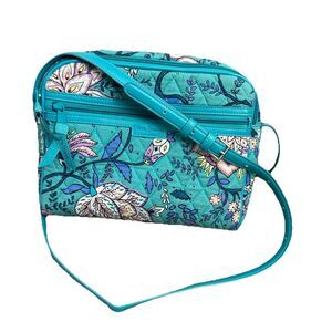 Vera Bradley Peacock Garden Crossbody Purse Adjustable Strap Medium Size EUC